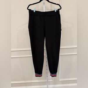 NWT Saint + Sofia Black Joggers with Striped Ankle Accents